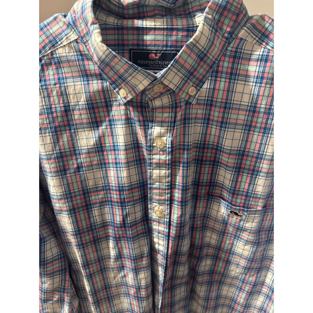 Vineyard Vines Classic‎ Fit Tucker Shirt Mens XXL Plaid Button Down Pink Blue